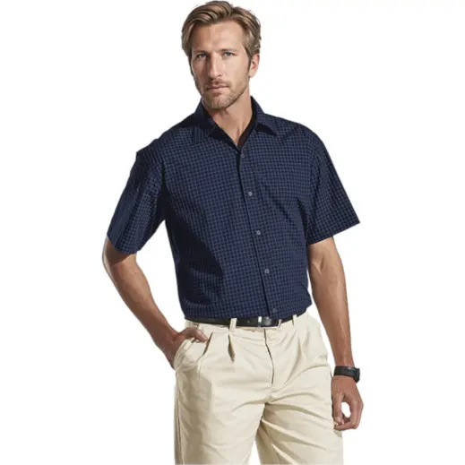 Mens Pioneer Check Lounge Short Sleeve Model Front